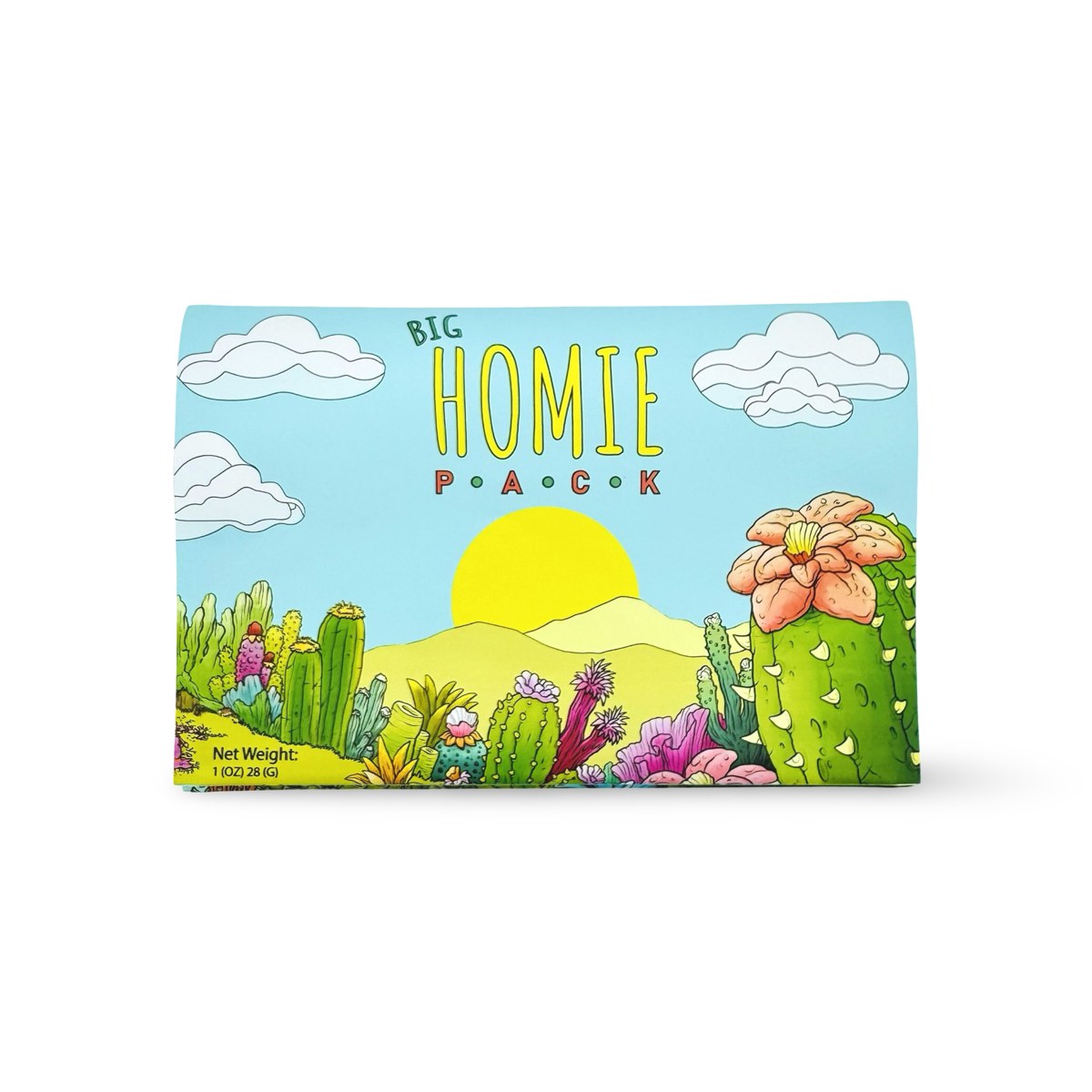 Big Homie Pack ready-to-roll pouch with illustrated desert cactus artwork