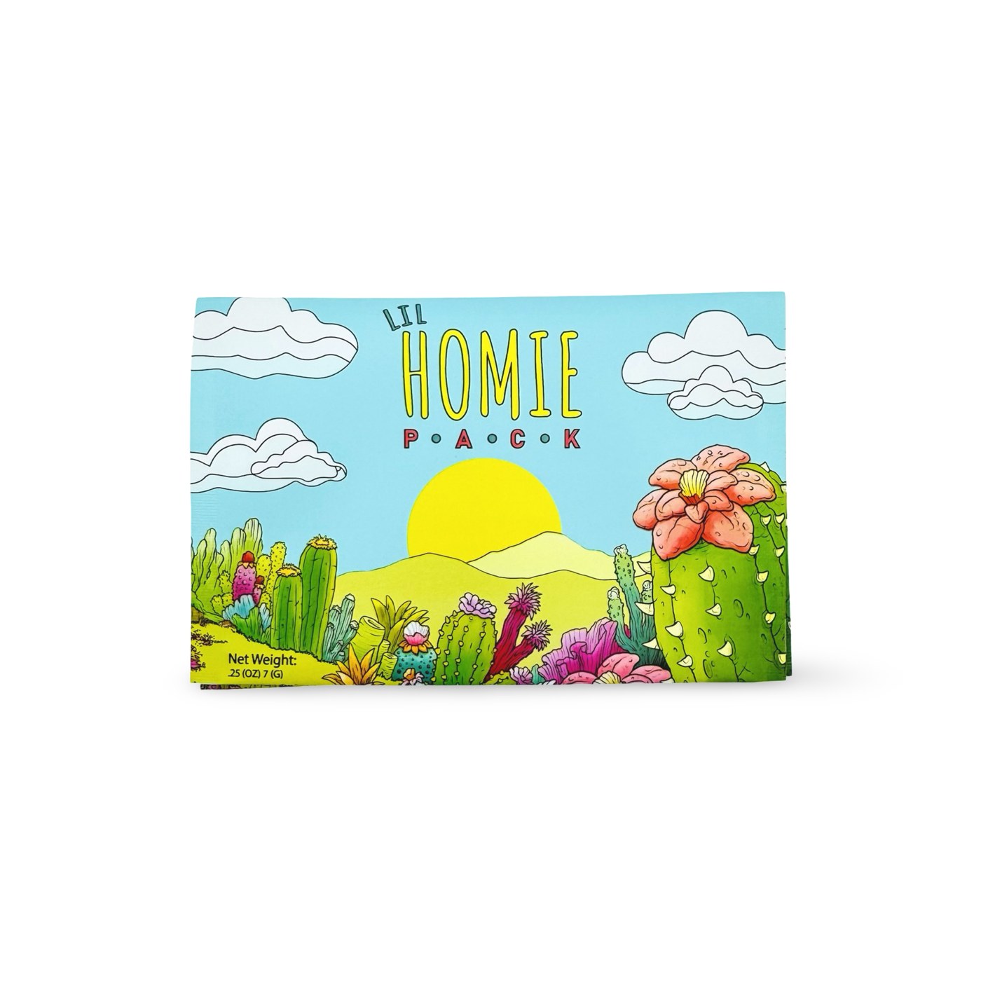 Lil Homie Pack ready-to-roll pouch with illustrated desert cactus artwork